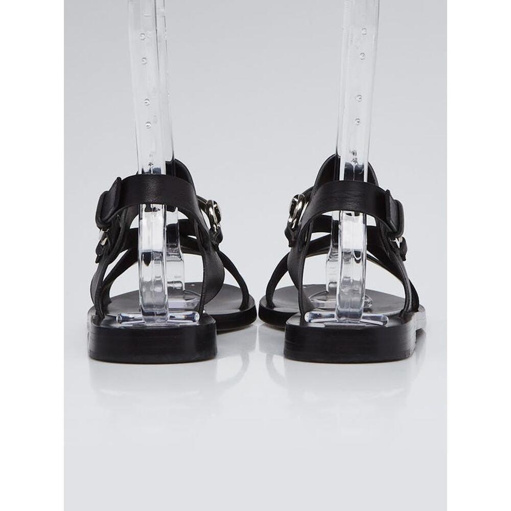 Gucci Juliette Black Leather Horsebit Open Toe Flat Sandals - 39 - Picture 3 of 3